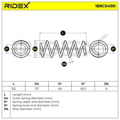 Sprężyna Zawieszenia RIDEX 188C0490 188C0490 - foto 3