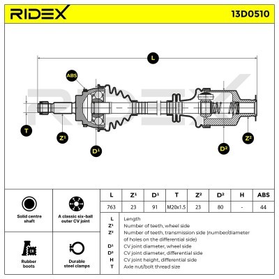 Półoś Napędowa RIDEX 13D0510 13D0510 - foto 7