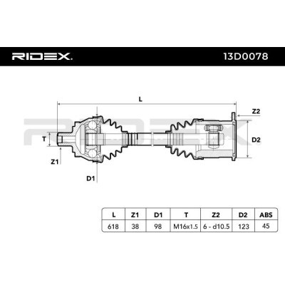 Półoś Napędowa RIDEX 13D0078 13D0078 - foto 6