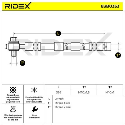 Przewód hamulcowy elast RIDEX 83B0353 83B0353 - foto 3