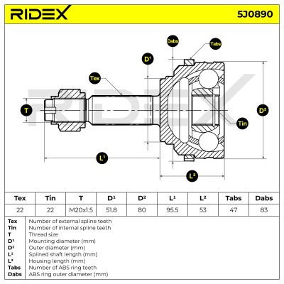 Przegub RIDEX 5J0890 5J0890 - foto 6