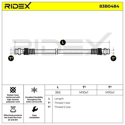 Przewód hamulcowy elast RIDEX 83B0484 83B0484 - foto 5