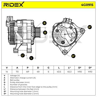 Alternator RIDEX 4G0915 4G0915 - foto 5