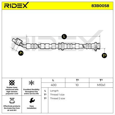Przewód hamulcowy elast RIDEX 83B0058 83B0058 - foto 6