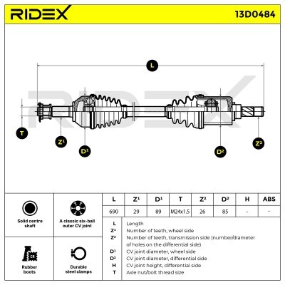 Półoś Napędowa RIDEX 13D0484 13D0484 - foto 11