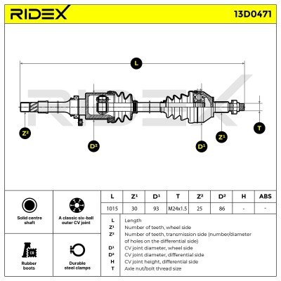 Półoś Napędowa RIDEX 13D0471 13D0471 - foto 7