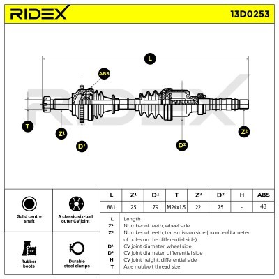 Półoś Napędowa RIDEX 13D0253 13D0253 - foto 7