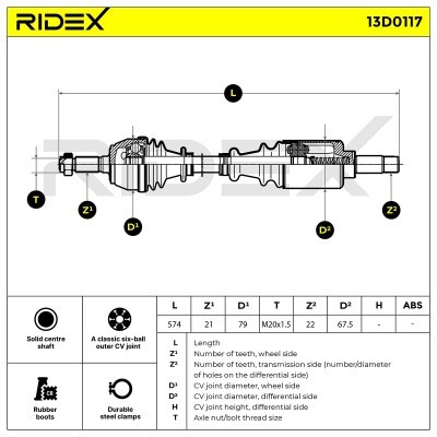Półoś Napędowa RIDEX 13D0117 13D0117 - foto 6