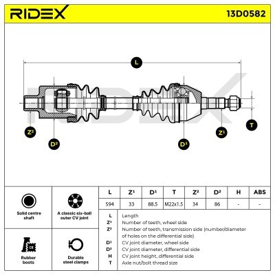 Półoś Napędowa RIDEX 13D0582 13D0582 - foto 6