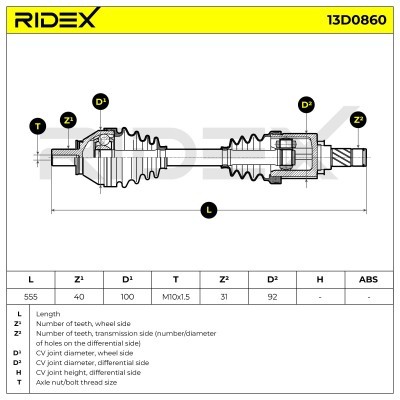 Półoś Napędowa RIDEX 13D0860 13D0860 - foto 7