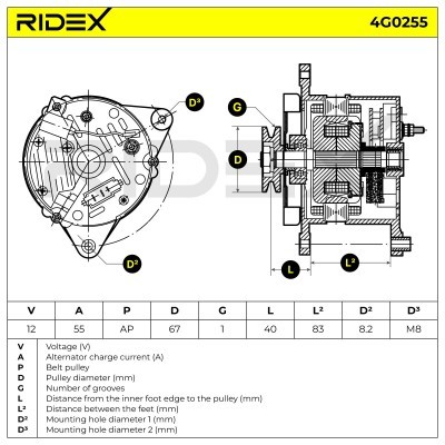 Alternator RIDEX 4G0255 4G0255 - foto 6