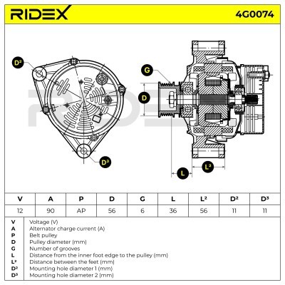 Alternator RIDEX 4G0074 4G0074 - foto 8