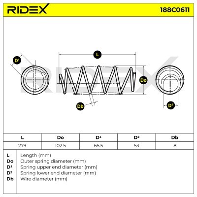 Sprężyna Zawieszenia RIDEX 188C0611 188C0611 - foto 5