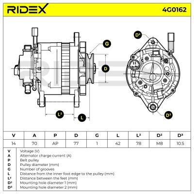 Alternator RIDEX 4G0162 4G0162 - foto 7