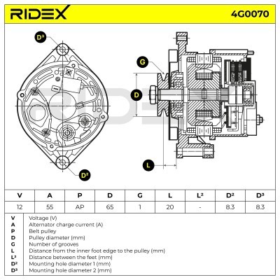 Alternator RIDEX 4G0070 4G0070 - foto 7