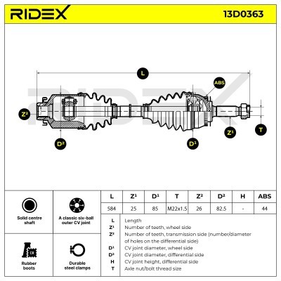 Półoś Napędowa RIDEX 13D0363 13D0363 - foto 8