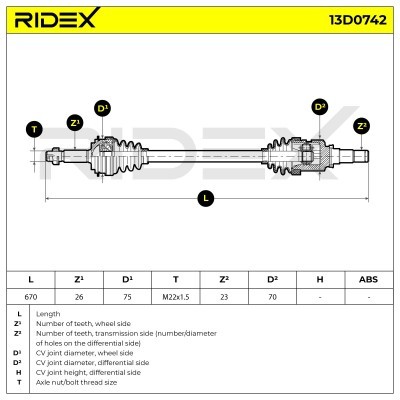 Półoś Napędowa RIDEX 13D0742 13D0742 - foto 7