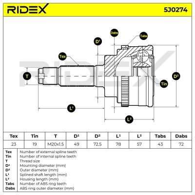 Przegub RIDEX 5J0274 5J0274 - foto 5
