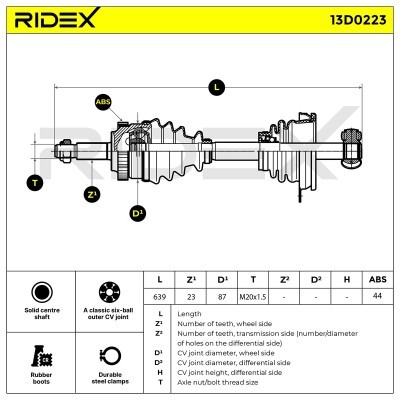 Półoś Napędowa RIDEX 13D0223 13D0223 - foto 7