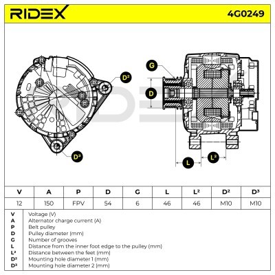Alternator RIDEX 4G0249 4G0249 - foto 5