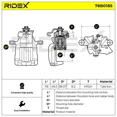 Zacisk Hamulcowy RIDEX 78B0185 78B0185 - foto 5