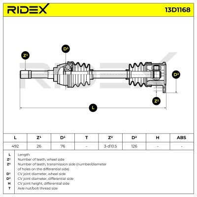 Półoś Napędowa RIDEX 13D1168 13D1168 - foto 7