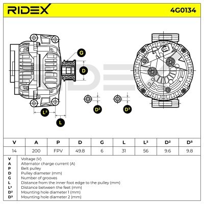 Alternator RIDEX 4G0134 4G0134 - foto 6