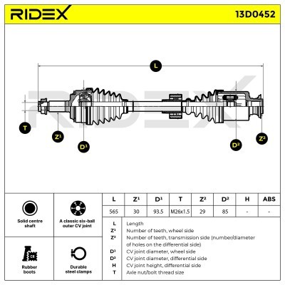 Półoś Napędowa RIDEX 13D0452 13D0452 - foto 7