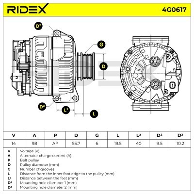 Alternator RIDEX 4G0617 4G0617 - foto 5