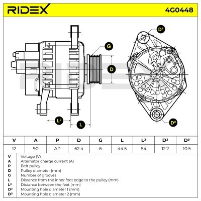 Alternator RIDEX 4G0448 4G0448 - foto 5