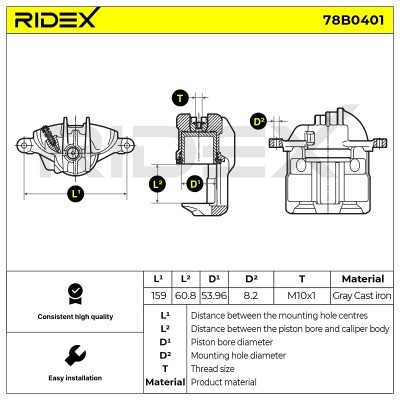 Zacisk Hamulcowy RIDEX 78B0401 78B0401 - foto 2
