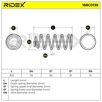 Sprężyna Zawieszenia RIDEX 188C0139 188C0139 - foto 5