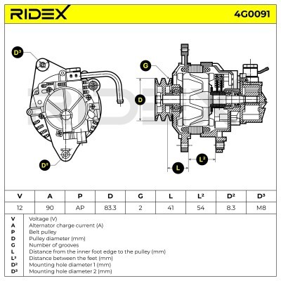 Alternator RIDEX 4G0091 4G0091 - foto 6