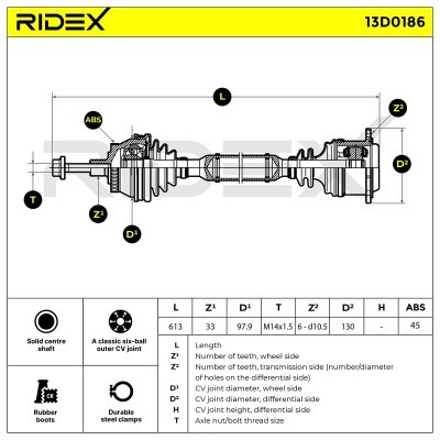 Półoś Napędowa RIDEX 13D0186 13D0186 - foto 7
