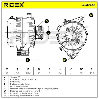Alternator RIDEX 4G0732 4G0732 - foto 7