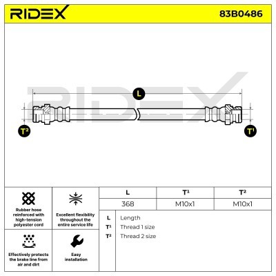 Przewód hamulcowy elast RIDEX 83B0486 83B0486 - foto 6