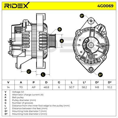 Alternator RIDEX 4G0069 4G0069 - foto 5