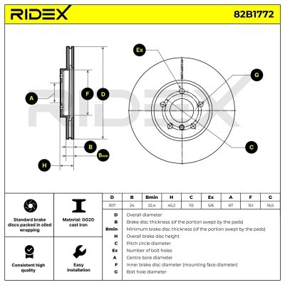 Tarcza hamulcowa RIDEX 82B1772 82B1772 - foto 7