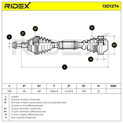 Półoś Napędowa RIDEX 13D1274 13D1274 - foto 7