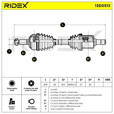 Półoś Napędowa RIDEX 13D0513 13D0513 - foto 7
