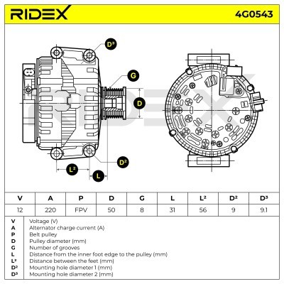 Alternator RIDEX 4G0543 4G0543 - foto 7