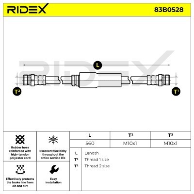 Przewód hamulcowy elast RIDEX 83B0528 83B0528 - foto 5