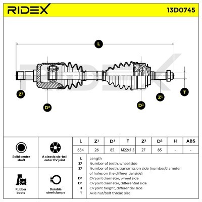 Półoś Napędowa RIDEX 13D0745 13D0745 - foto 6