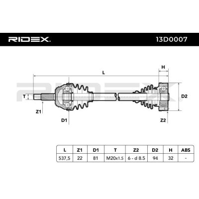 Półoś Napędowa RIDEX 13D0007 13D0007 - foto 6