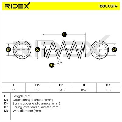 Sprężyna Zawieszenia RIDEX 188C0314 188C0314 - foto 5