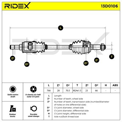Półoś Napędowa RIDEX 13D0106 13D0106 - foto 5