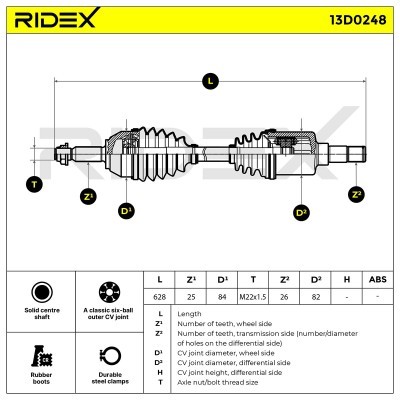 Półoś Napędowa RIDEX 13D0248 13D0248 - foto 5