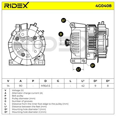 Alternator RIDEX 4G0408 4G0408 - foto 9