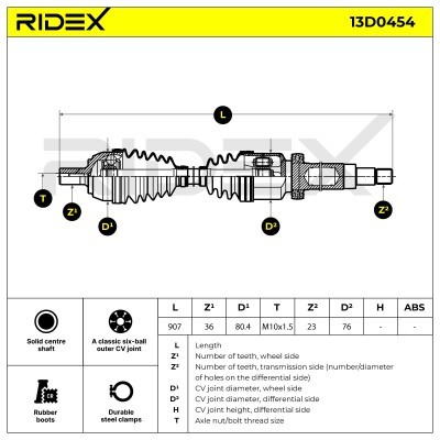 Półoś Napędowa RIDEX 13D0454 13D0454 - foto 6
