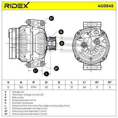 Alternator RIDEX 4G0545 4G0545 - foto 7